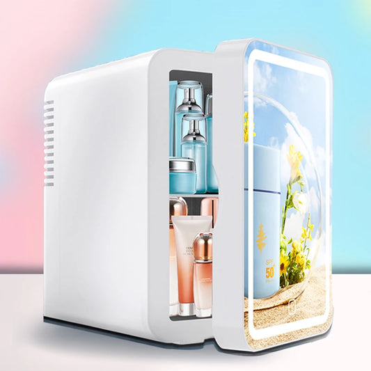 COOSEON Portable Mirror Beauty Refrigerator LED Hot Cold Skin Care