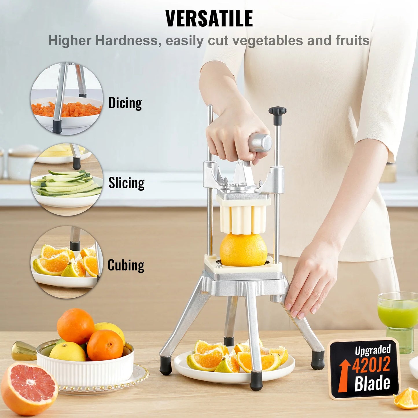 VEVOR Commercial Vegetable Fruit Dicer Cutter Potato Slicer Chopper 4 Blades