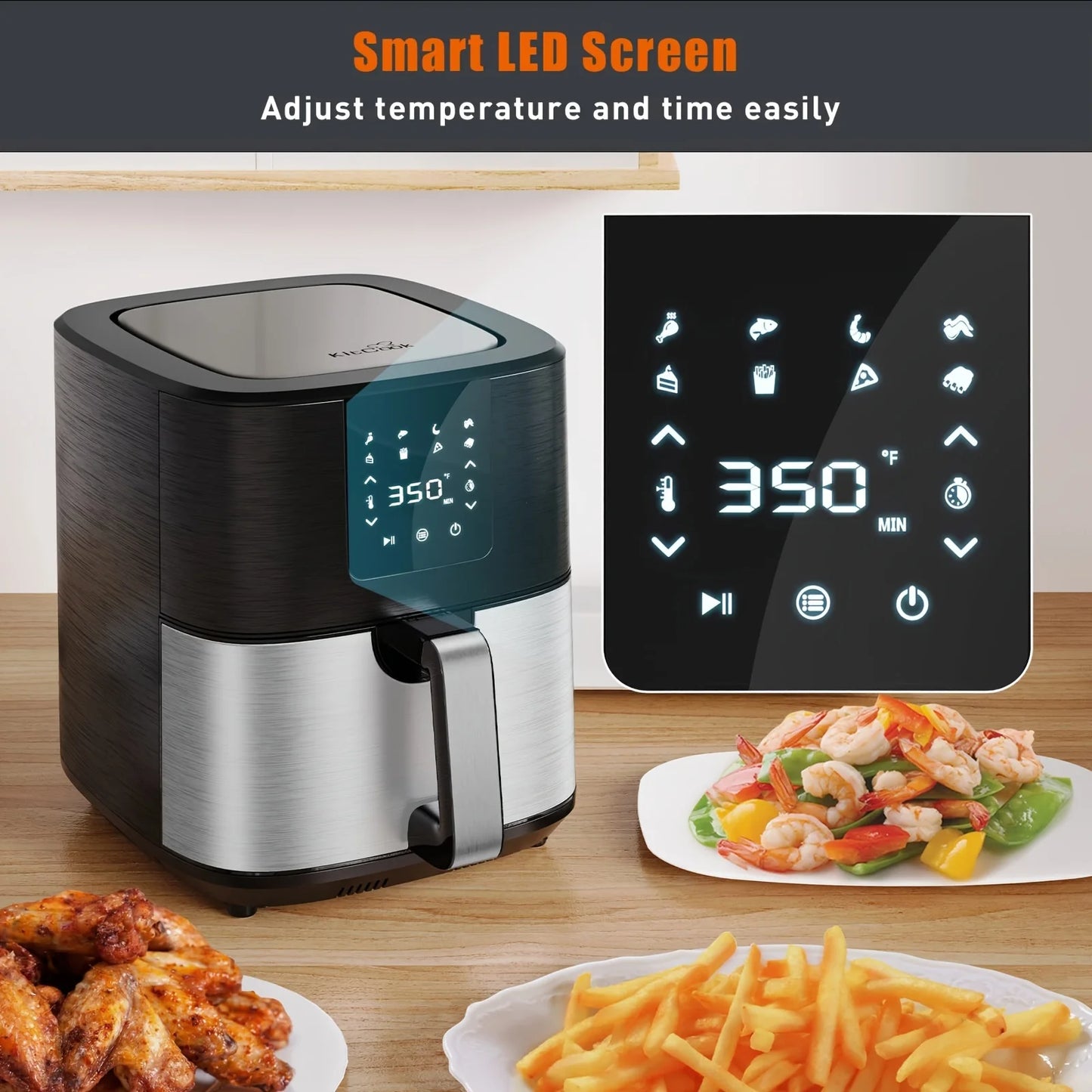 KitCook Air Fryer 1500W Digital Touch Screen With 8 Presets