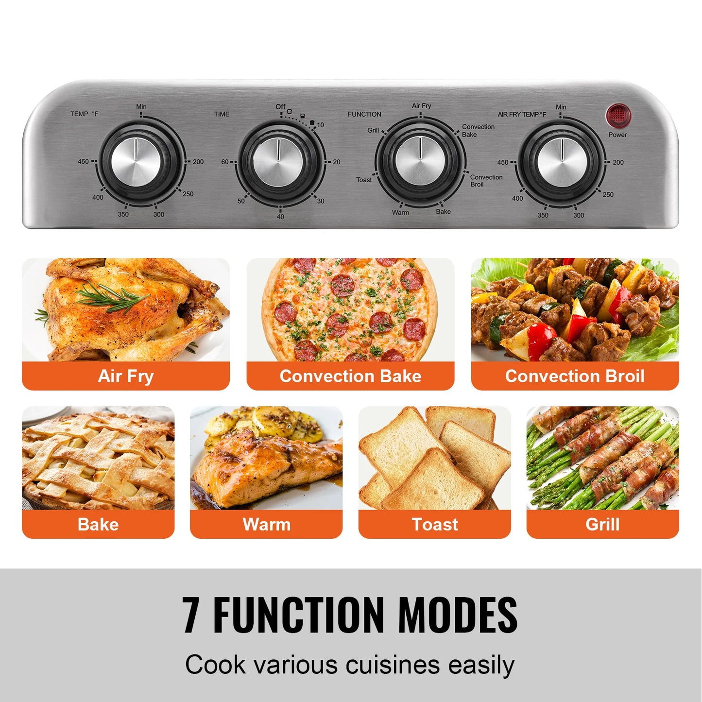SucceBuy Air Fryer Toaster Oven Stainless Steel Countertop Combo