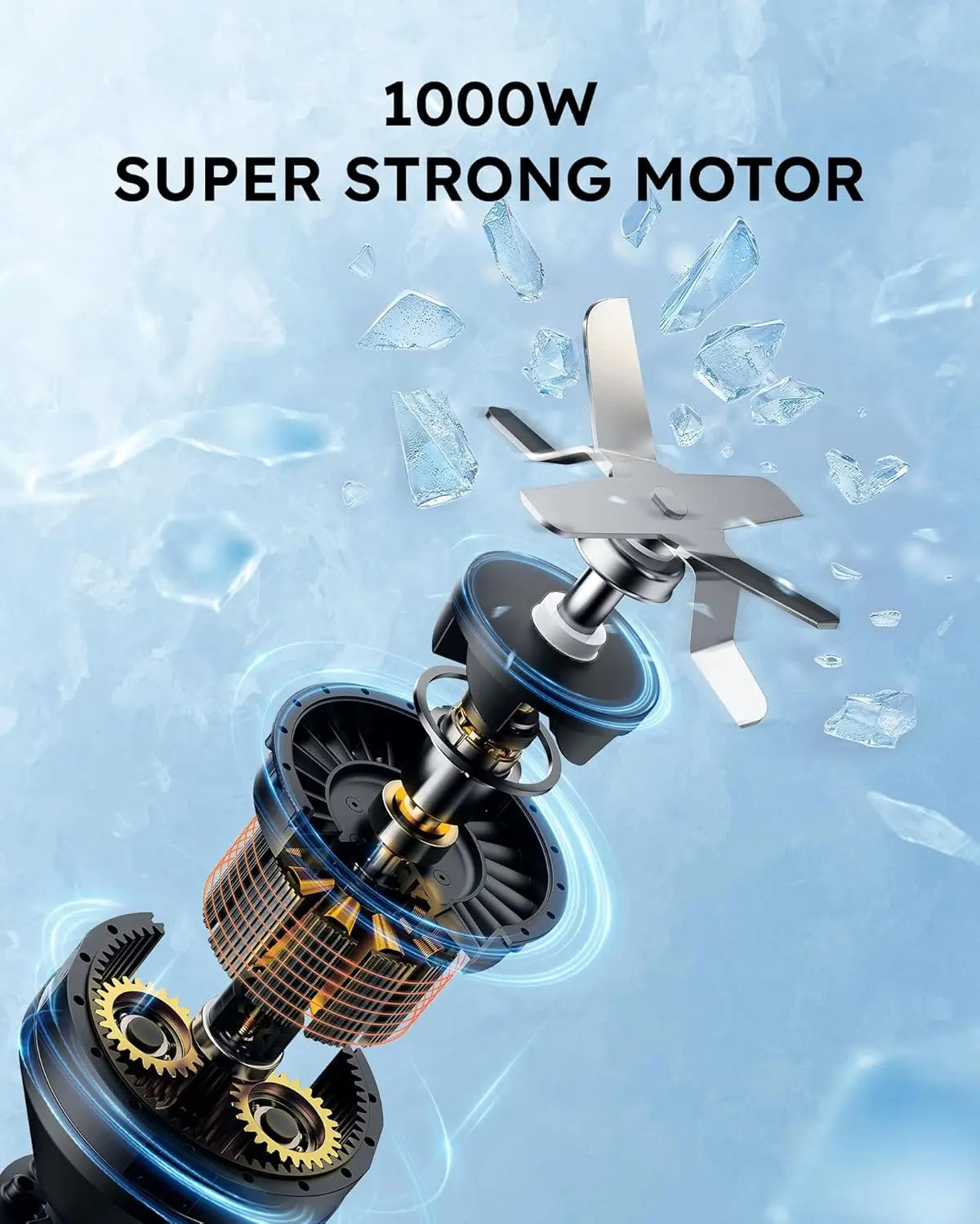 1000W Portable Smoothie Blender With Ice Crushing And Travel Set