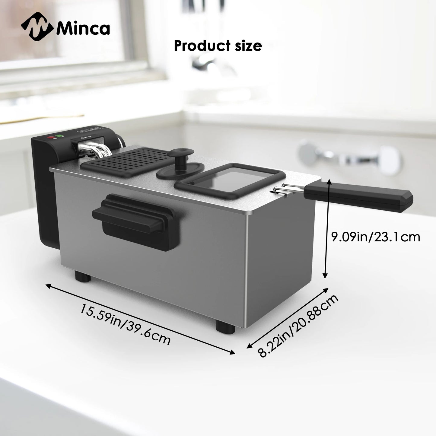 M Minca 1500W Electric Deep Fryer With Adjustable Thermostat