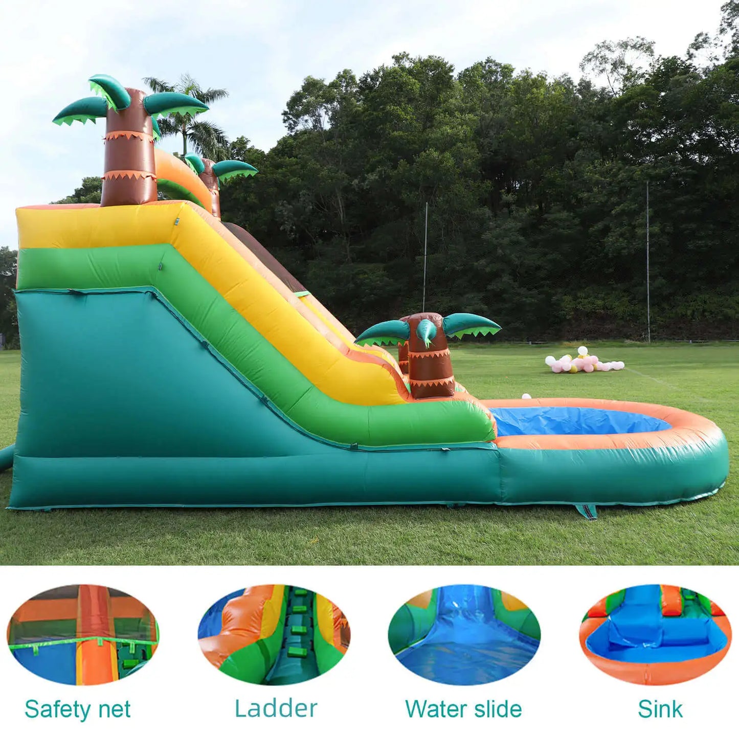 King Inflatable Large Outdoor Water Slide Pool Double Slide
