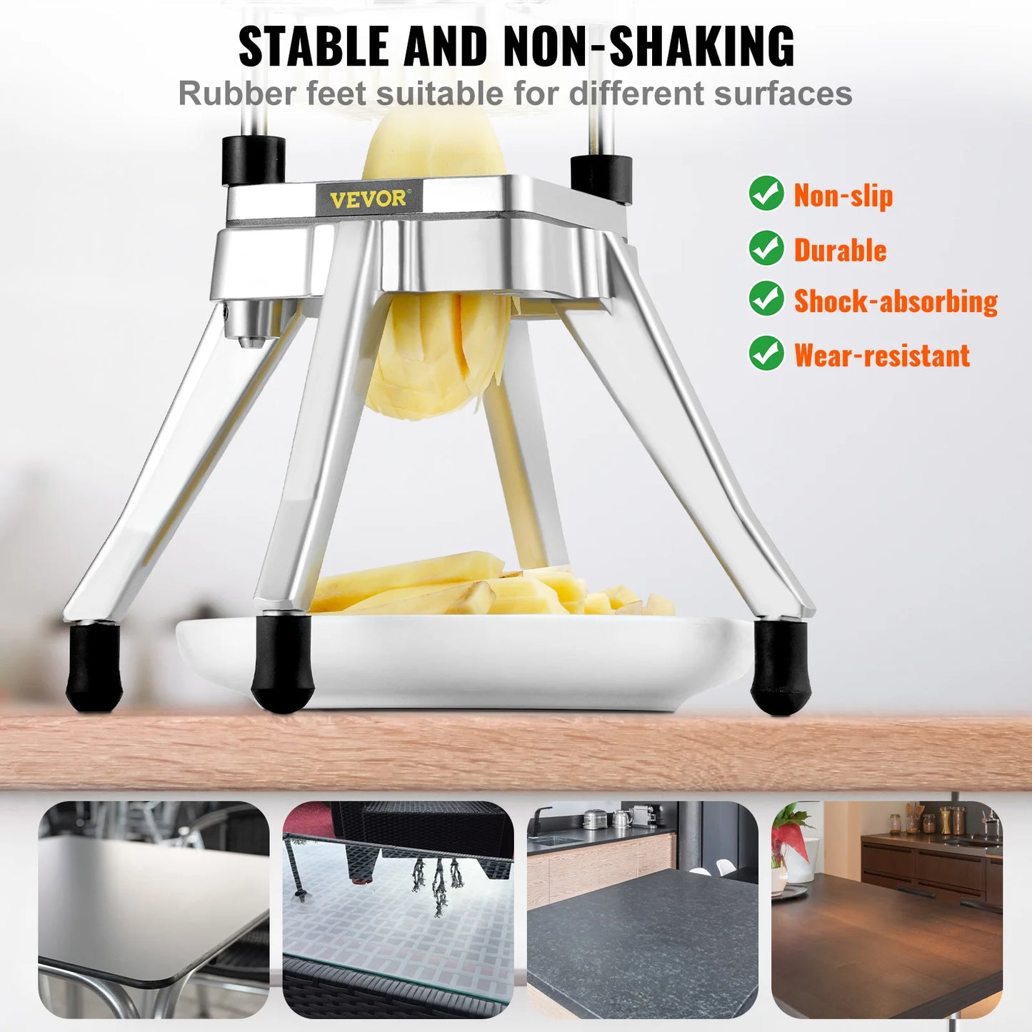 VEVOR Commercial Vegetable Fruit Dicer Cutter Potato Slicer Chopper 4 Blades