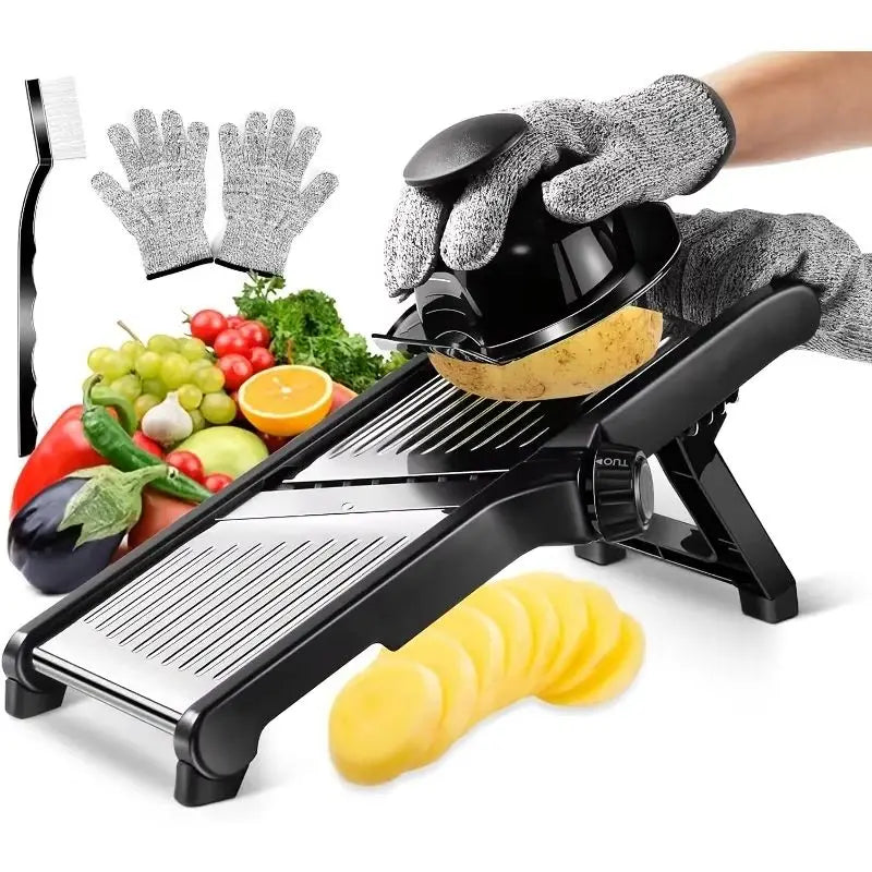 AEDG Stainless Steel Mandoline Slicer With 5 Blades And Holder