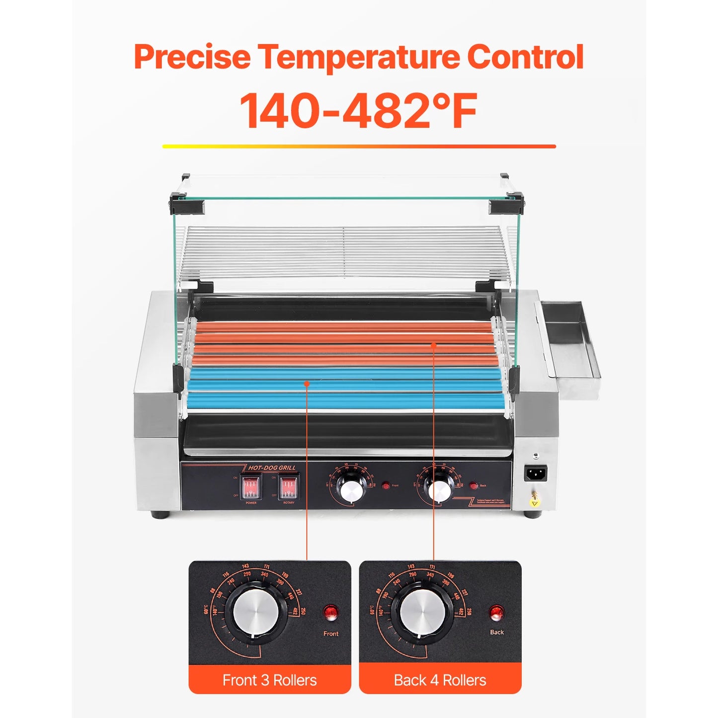 VEVOR Hot Dog Roller Machine With Dual Temperature Control
