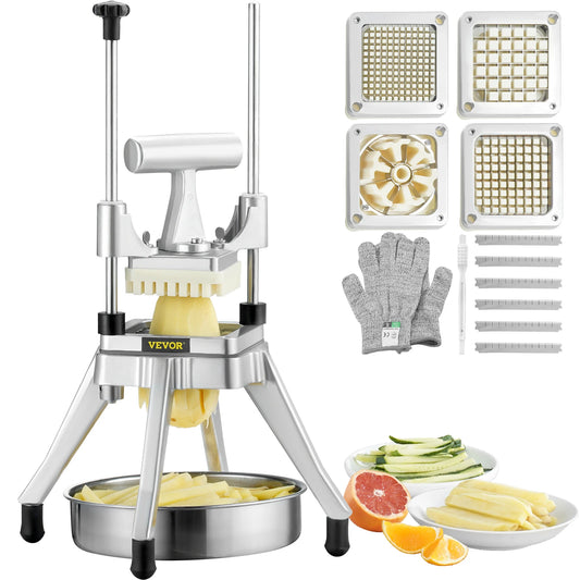 VEVOR Commercial Vegetable Fruit Dicer Cutter Potato Slicer Chopper 4 Blades