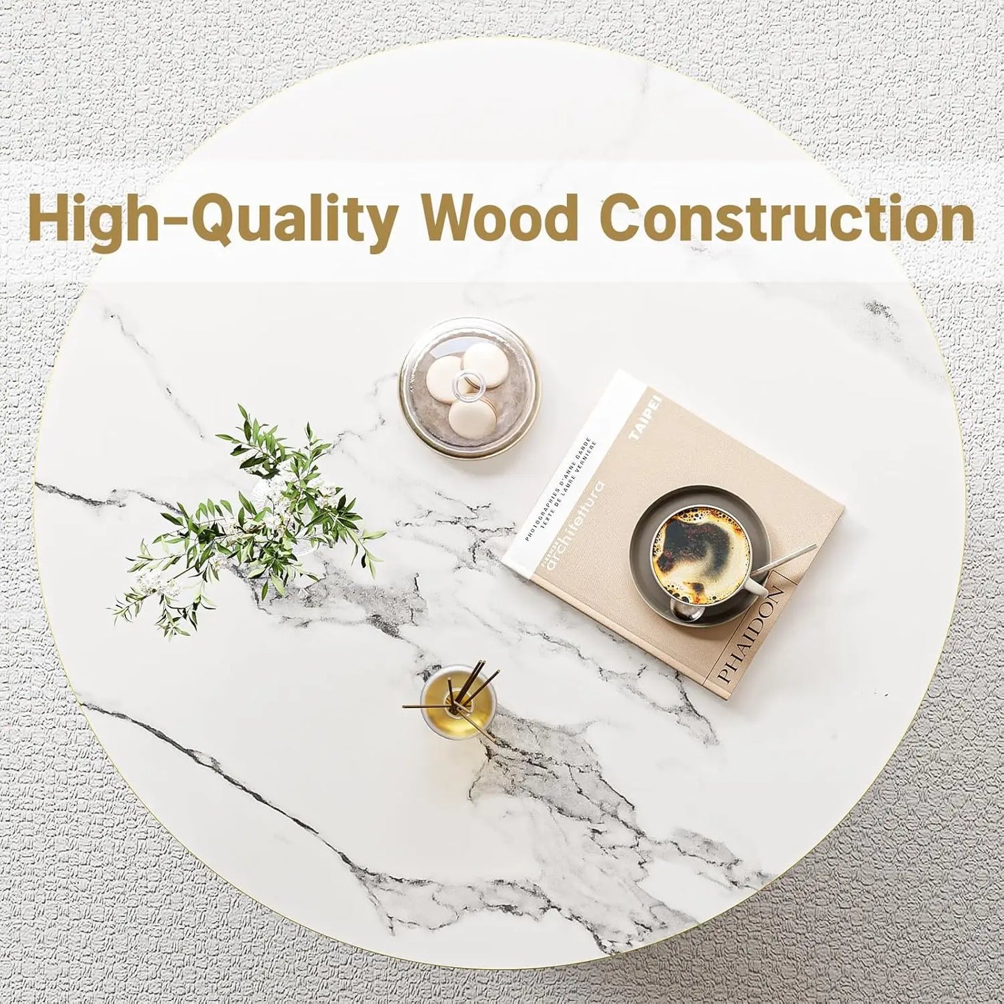 MERRONIX 3-Tier Round Coffee Table With Storage For Living Room