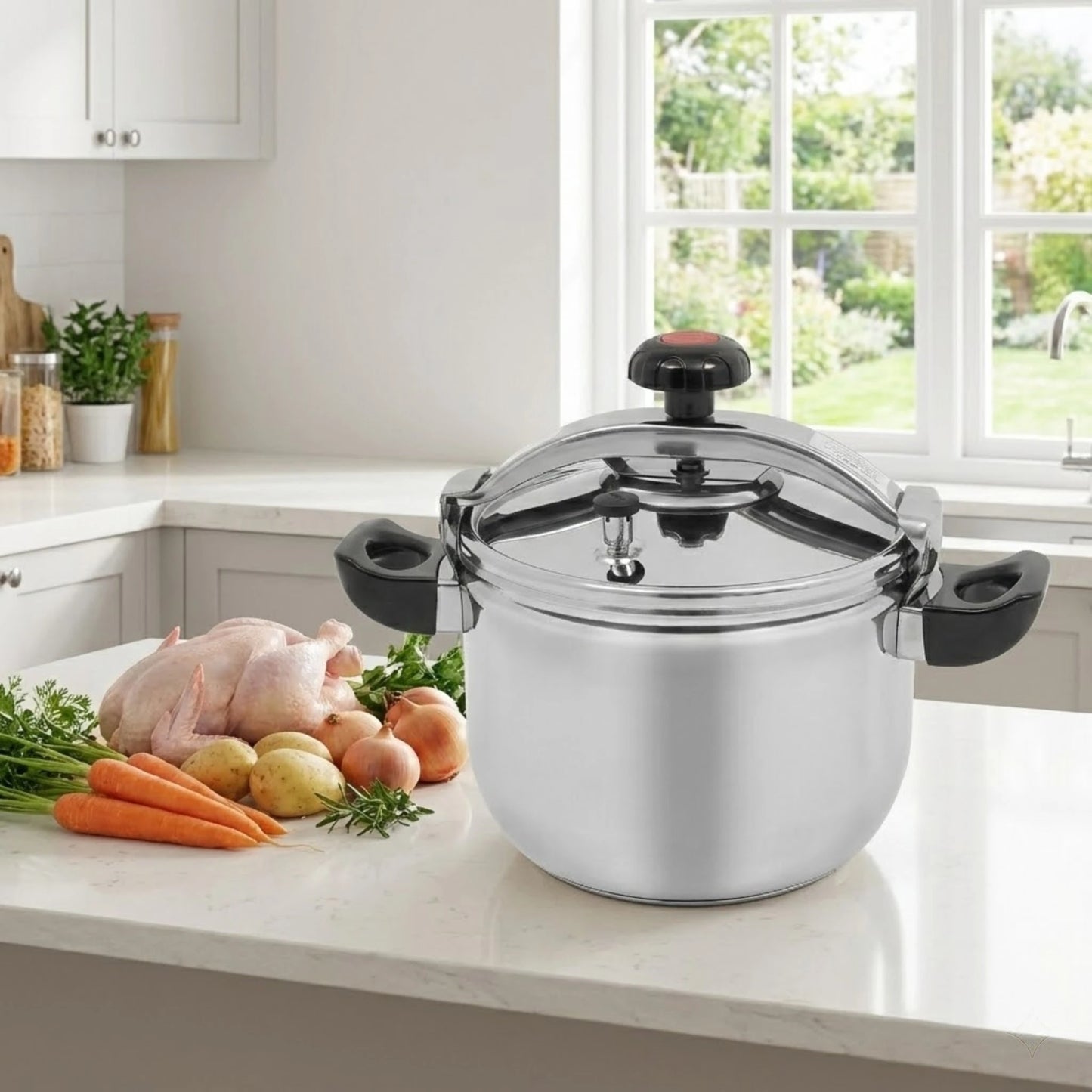 Bymaocar Stainless Steel Pressure Cooker Pot 60KPa Locking Lid