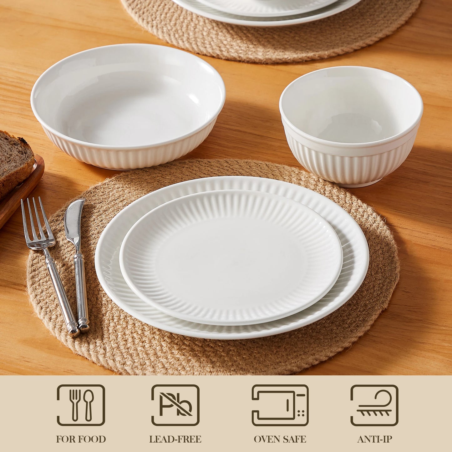 MALACASA Leila Ceramic Dinnerware Set 12 16 24 32 Pieces