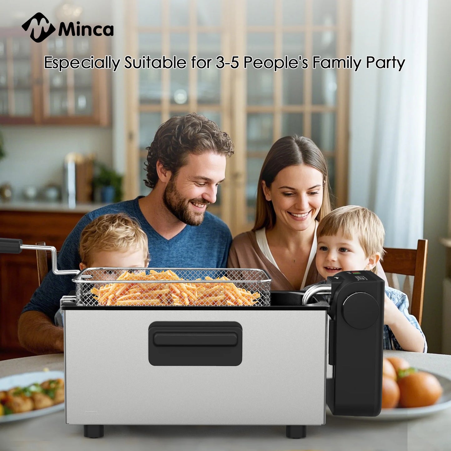 M Minca 1500W Electric Deep Fryer With Adjustable Thermostat