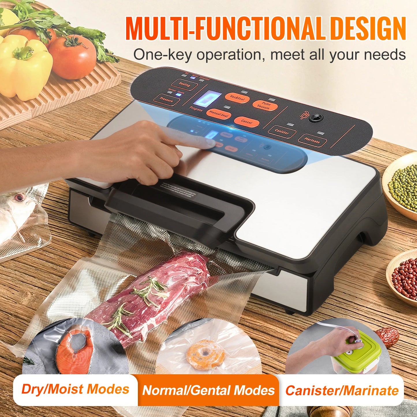 SucceBuy Vacuum Sealer Machine 130W 90KPa Household Kitchen