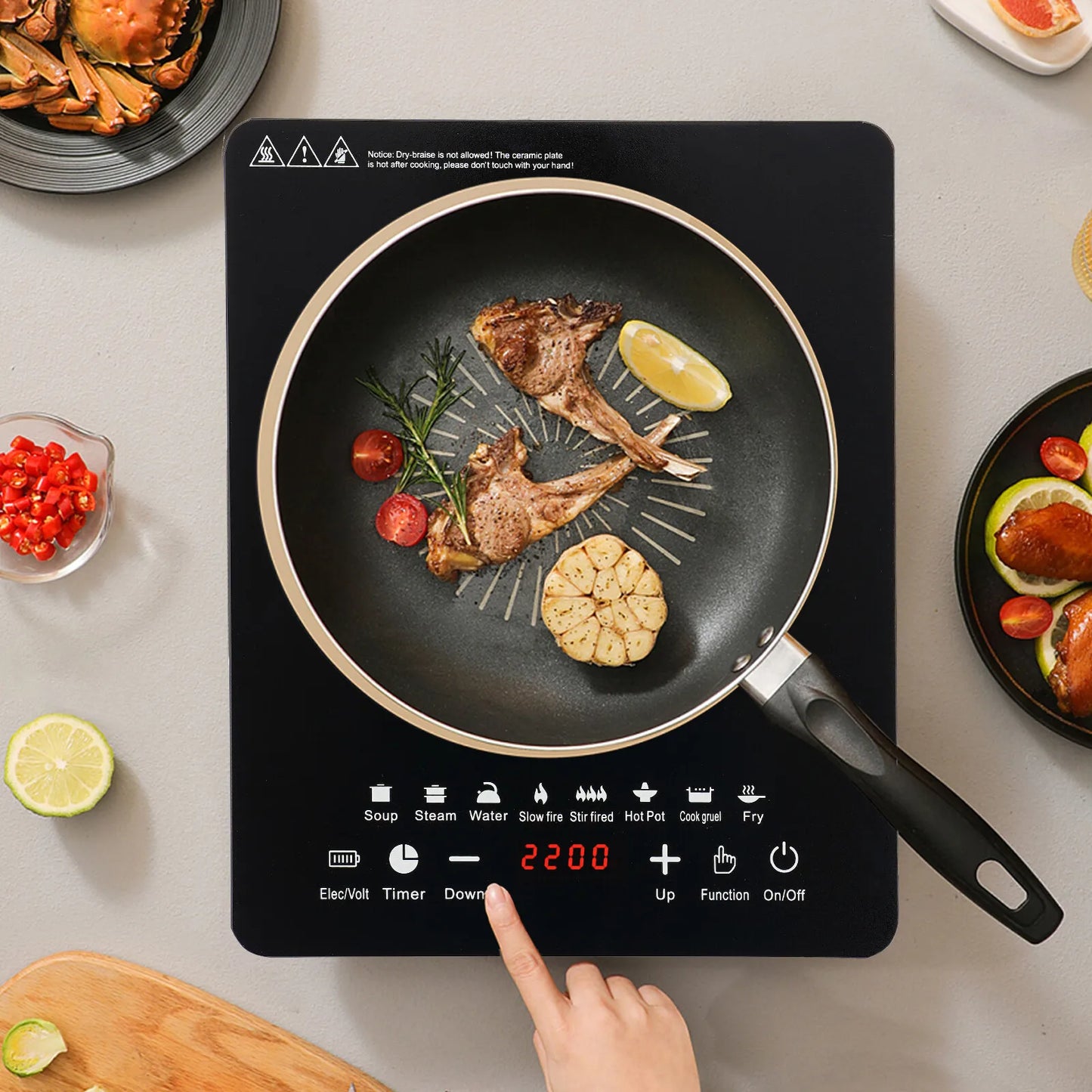 Induction Cooktop 110V 750W With 8 Power Levels And Timer