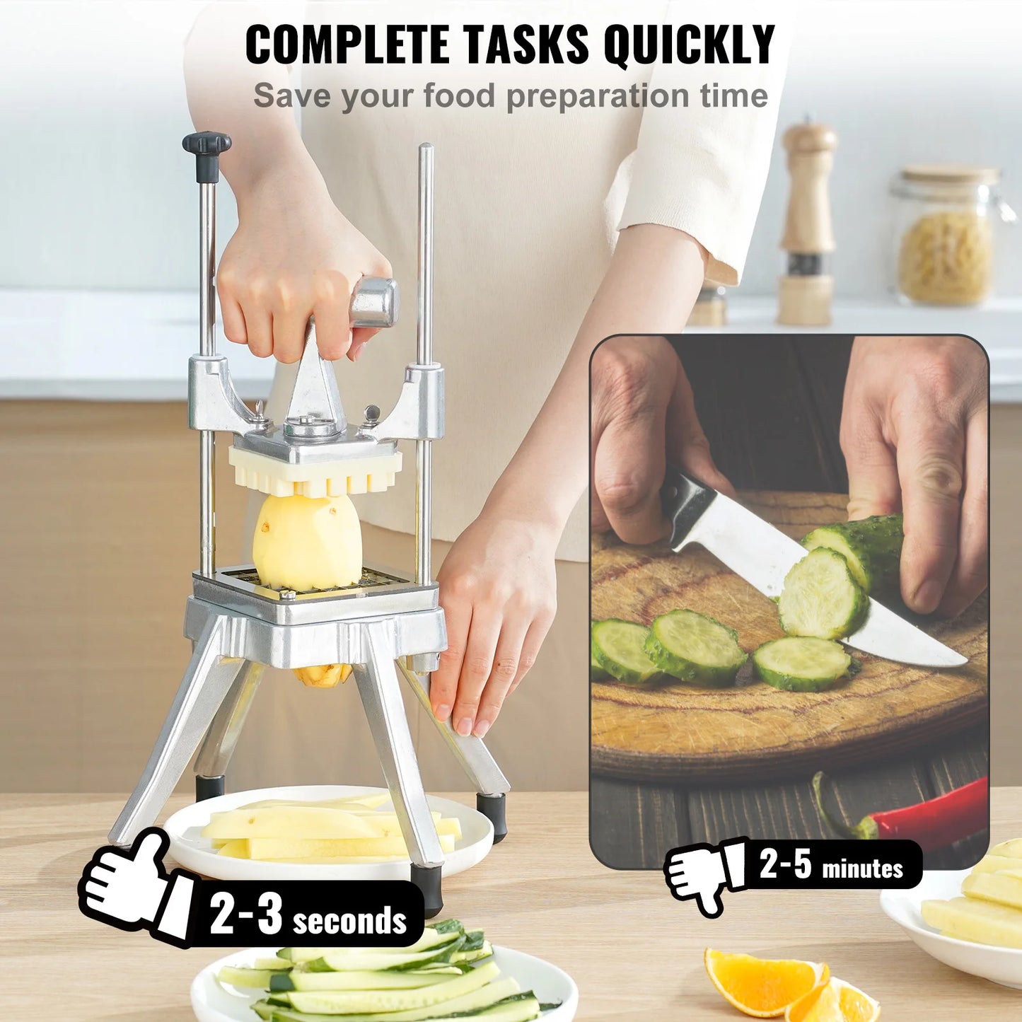 VEVOR Commercial Vegetable Fruit Dicer Cutter Potato Slicer Chopper 4 Blades