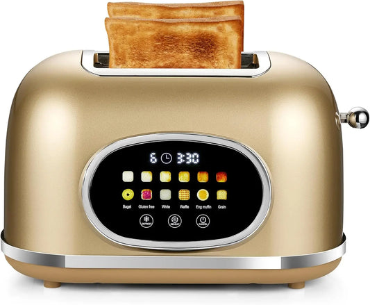 Smart Touchscreen Two Slice Toaster Digital Timer Defrost Reheat Settings