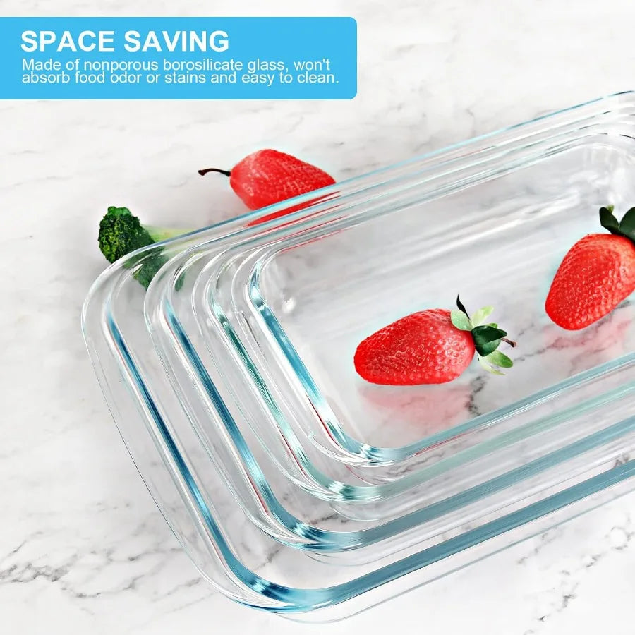 8 Pieces Glass Baking Dish Set With Lids For Lasagna