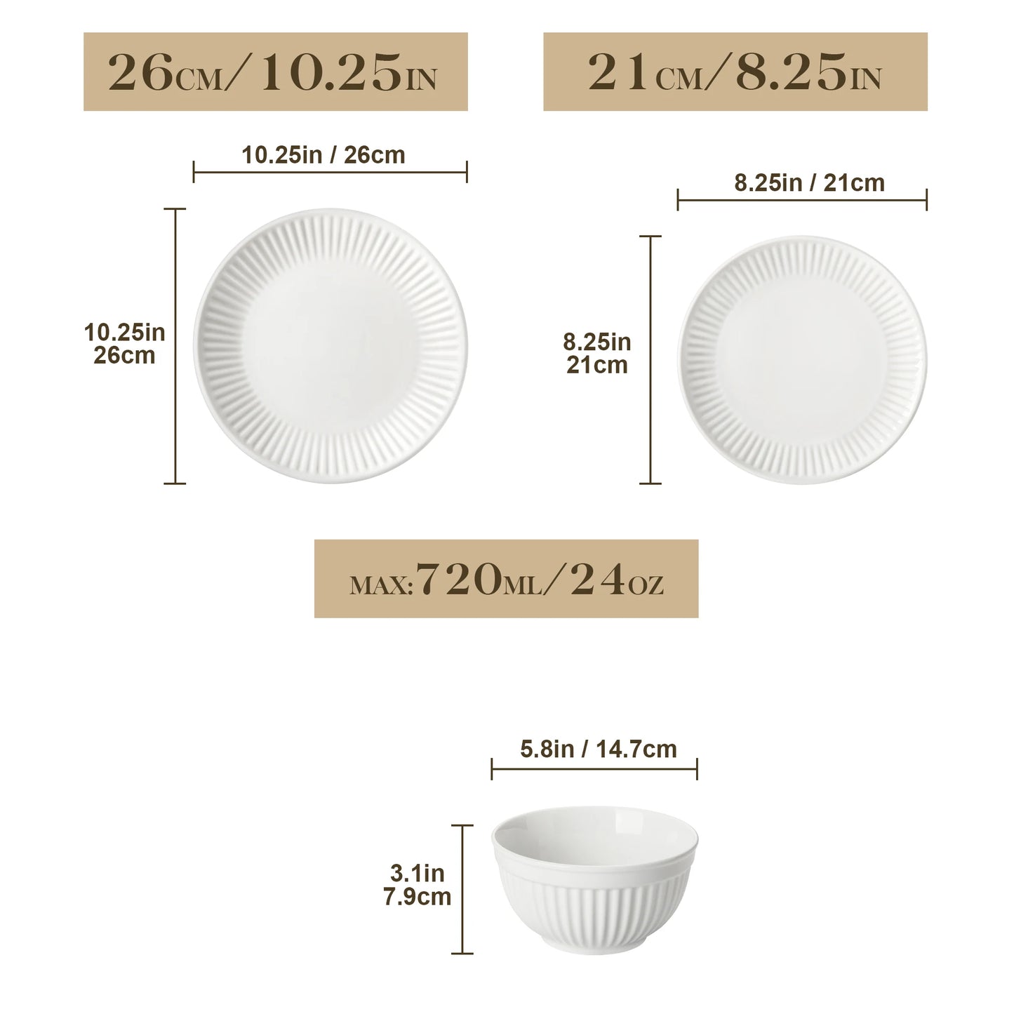 MALACASA Leila Ceramic Dinnerware Set 12 16 24 32 Pieces