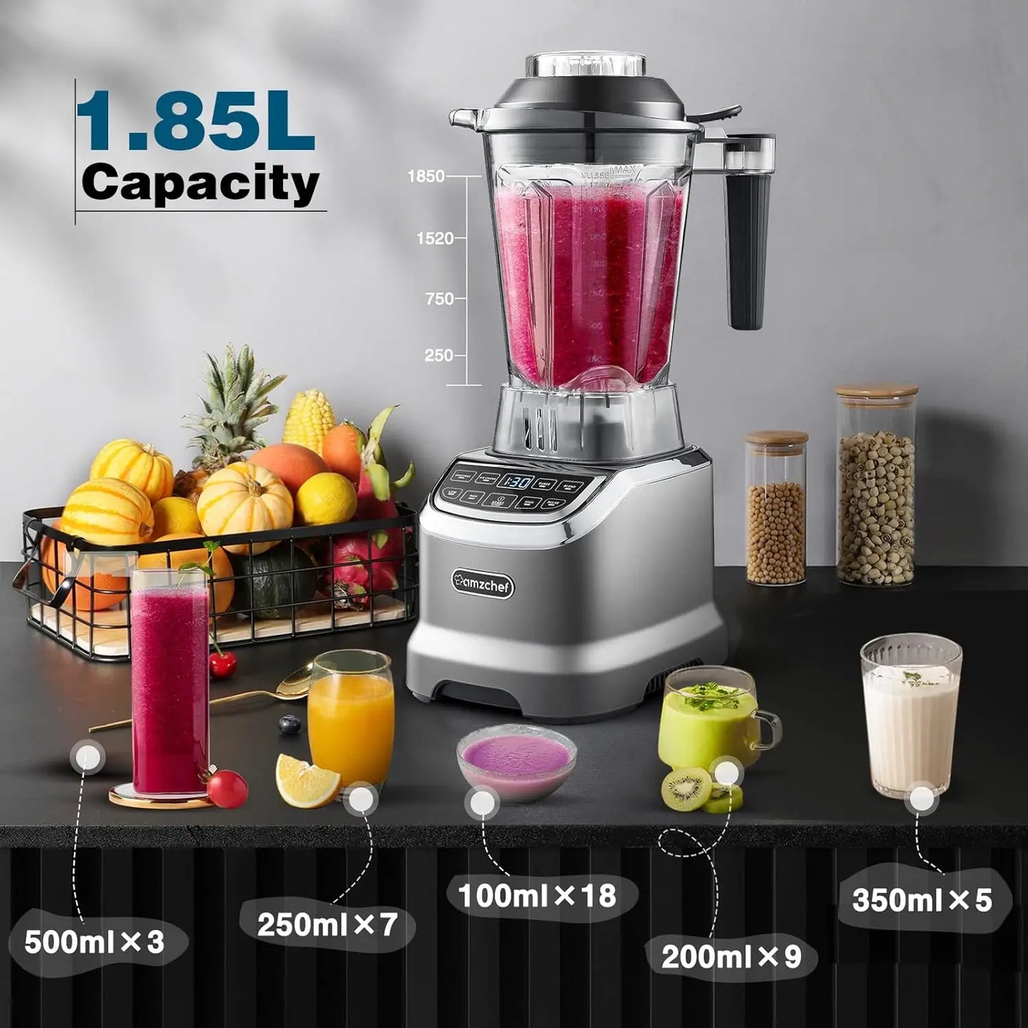 Professional Blender For Smoothies 1800W Self Cleaning
