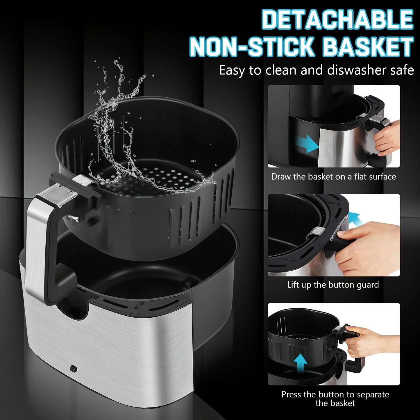 KitCook Air Fryer 1500W Digital Touch Screen With 8 Presets